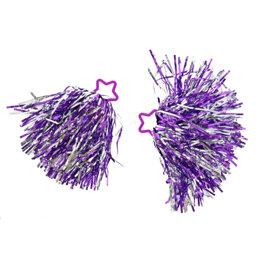 Overige Merken Pom Poms 2 Stuks Paars/Zilver Verkleedkleren Accessoires Joy&Bloom