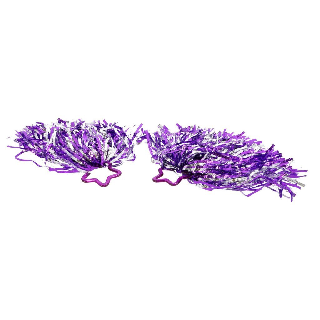 Overige Merken Pom Poms 2 Stuks Paars/Zilver Verkleedkleren Accessoires Joy&Bloom