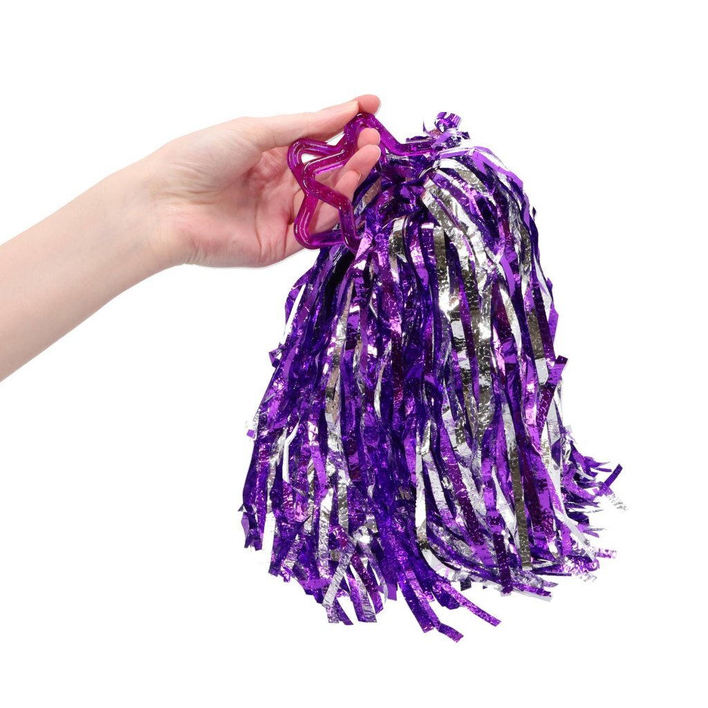 Overige Merken Pom Poms 2 Stuks Paars/Zilver Verkleedkleren Accessoires Joy&Bloom