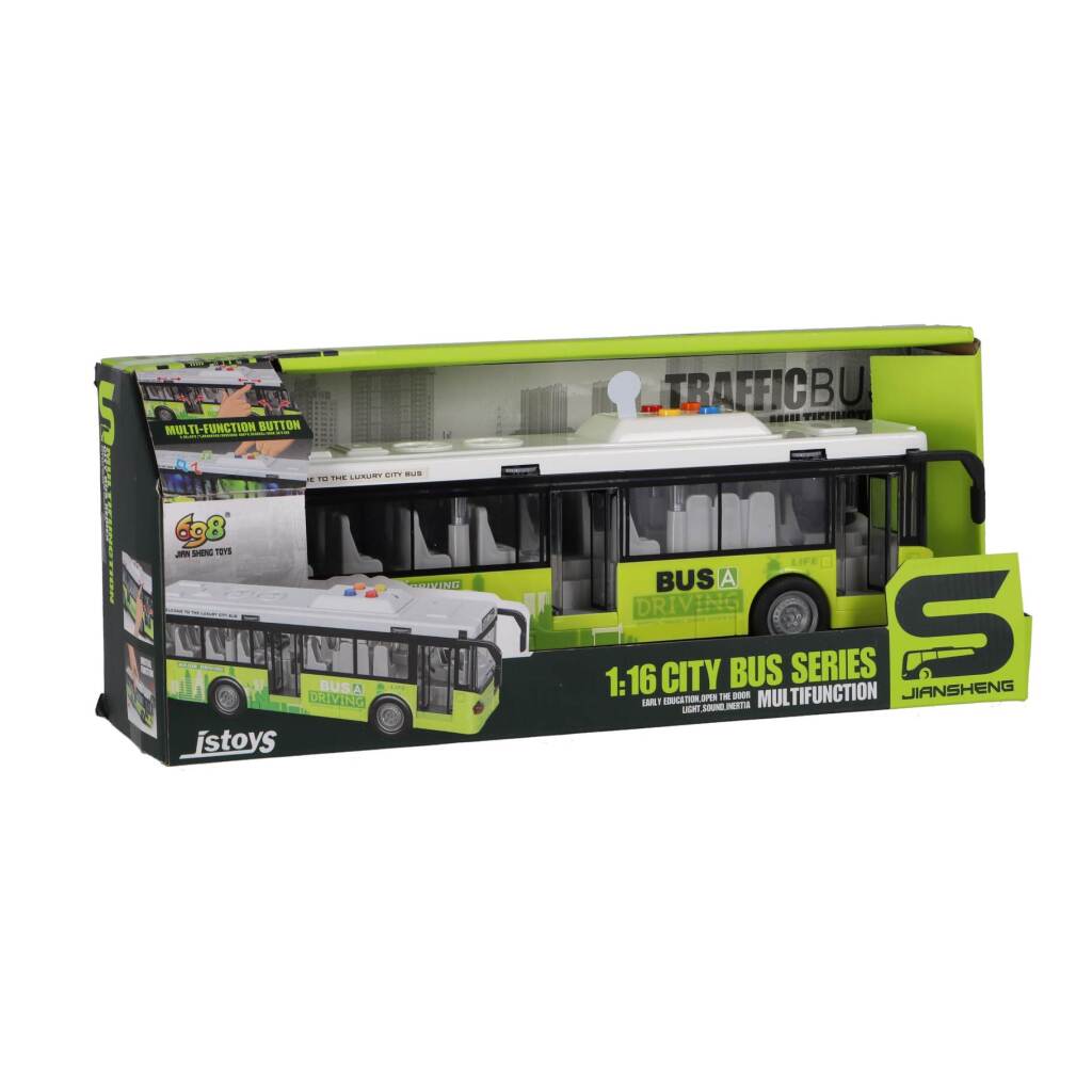 Overige Merken Stadsbus 1:16 + Licht En Geluid Wit/Groen Default Title Bussen Joy&Bloom