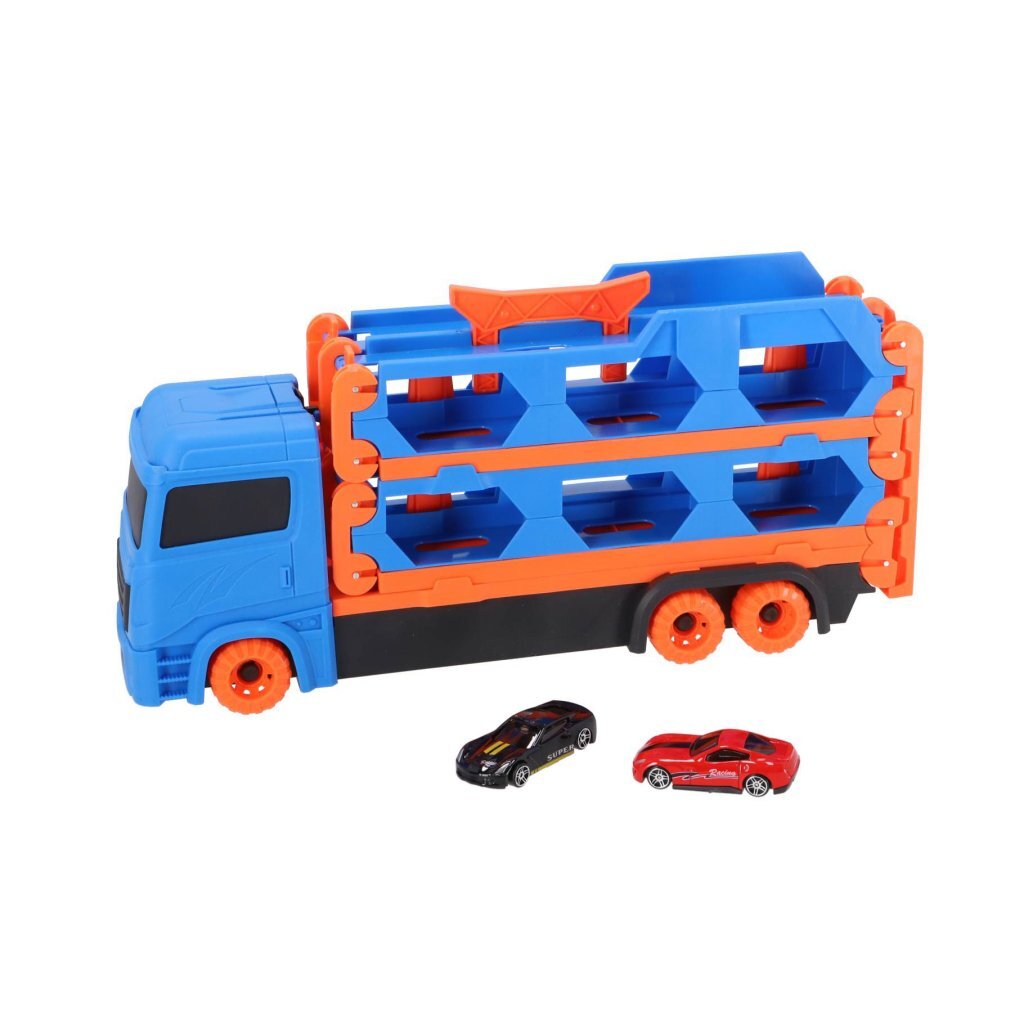 Overige Merken Pop-Up Auto Transporter + 2 Die-Cast Voertuigen Transporter Joy&Bloom