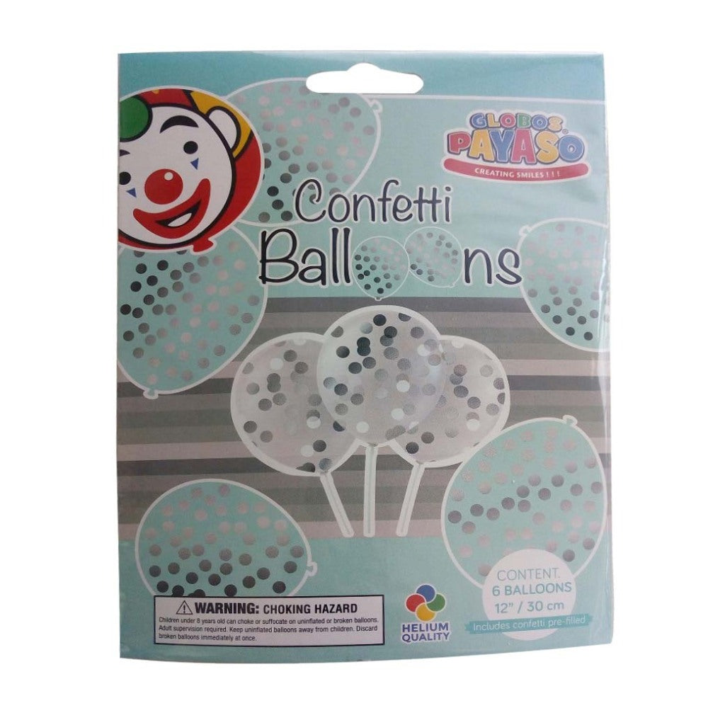Globos Ballonnen Met Confetti 6 Stuks Transparant /Zilver Default Title Ballonnen Joy&Bloom