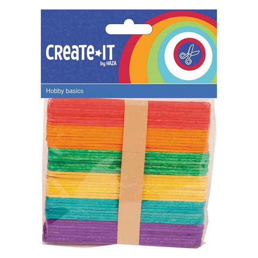 Haza Create It Houten Ijsstokjes 50 Stuks Multicolor Default Title Hobby + Knutselen Joy&Bloom