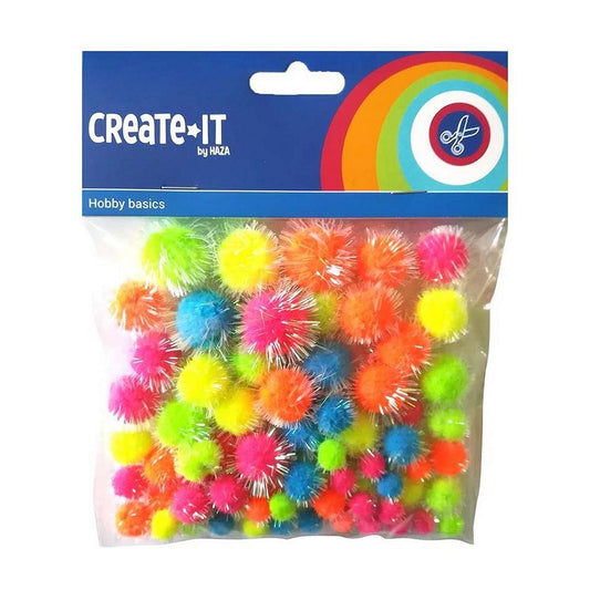 Create It Creat It Glitter Pompoms 75 Stuks Neon Default Title Hobby + Knutselen Joy&Bloom
