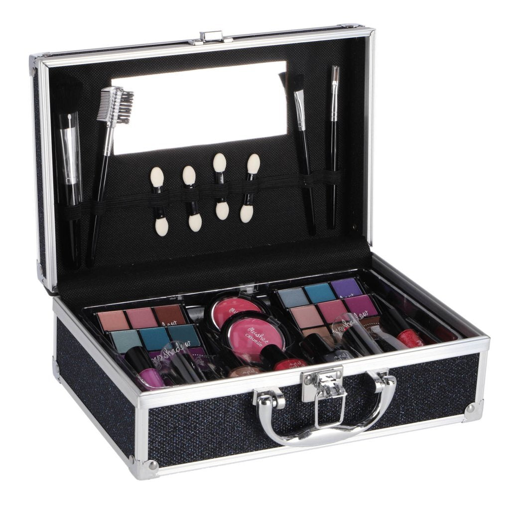 Casuelle Aluminium Make-Up Koffer Donkerblauw/Glitter Make-up en Haar Joy&Bloom