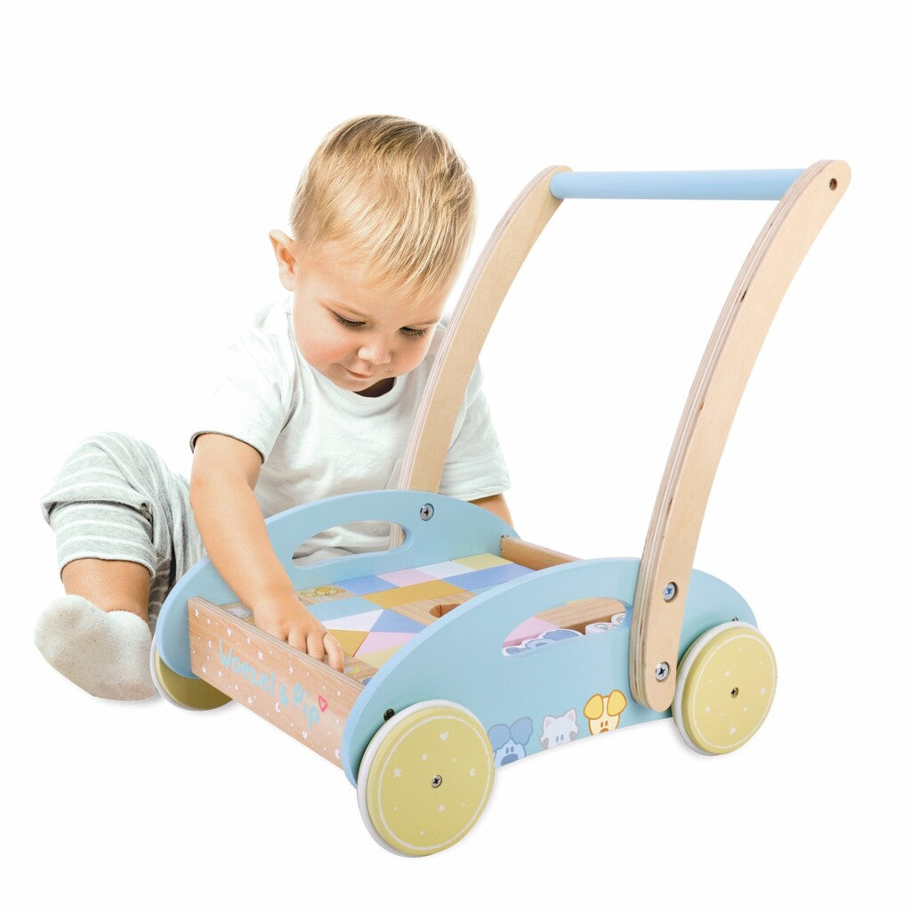 Woezel En Pip Houten Blokkenkar 27X35X36 Cm Duwwagens & Blokkenwagens Joy&Bloom