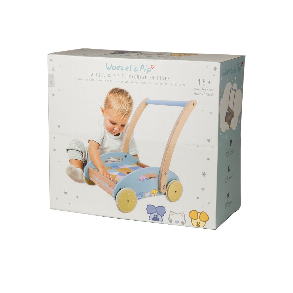 Woezel En Pip Houten Blokkenkar 27X35X36 Cm Duwwagens & Blokkenwagens Joy&Bloom