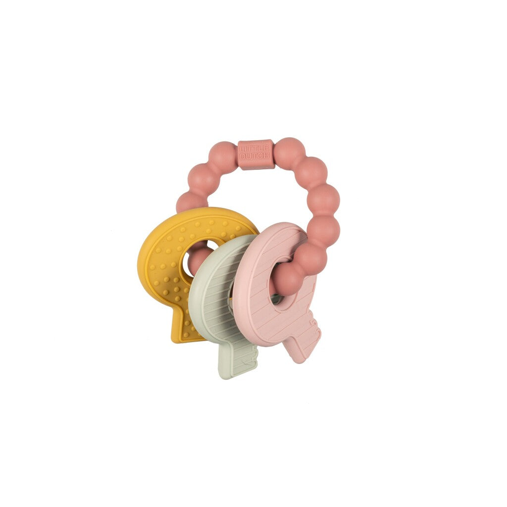 Little Dutch Bijtring Silicone Sleutelbos Roze Rammelaars Joy&Bloom