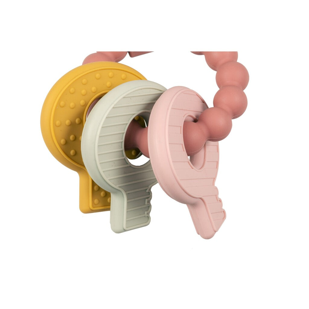 Little Dutch Bijtring Silicone Sleutelbos Roze Rammelaars Joy&Bloom