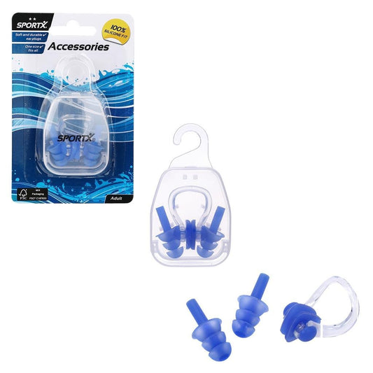 Sportx Volwassenen Neusclip En Oordoppen 2 Sterren Blauw Default Title Duikbril + Zwembril + Snorkel Joy&Bloom