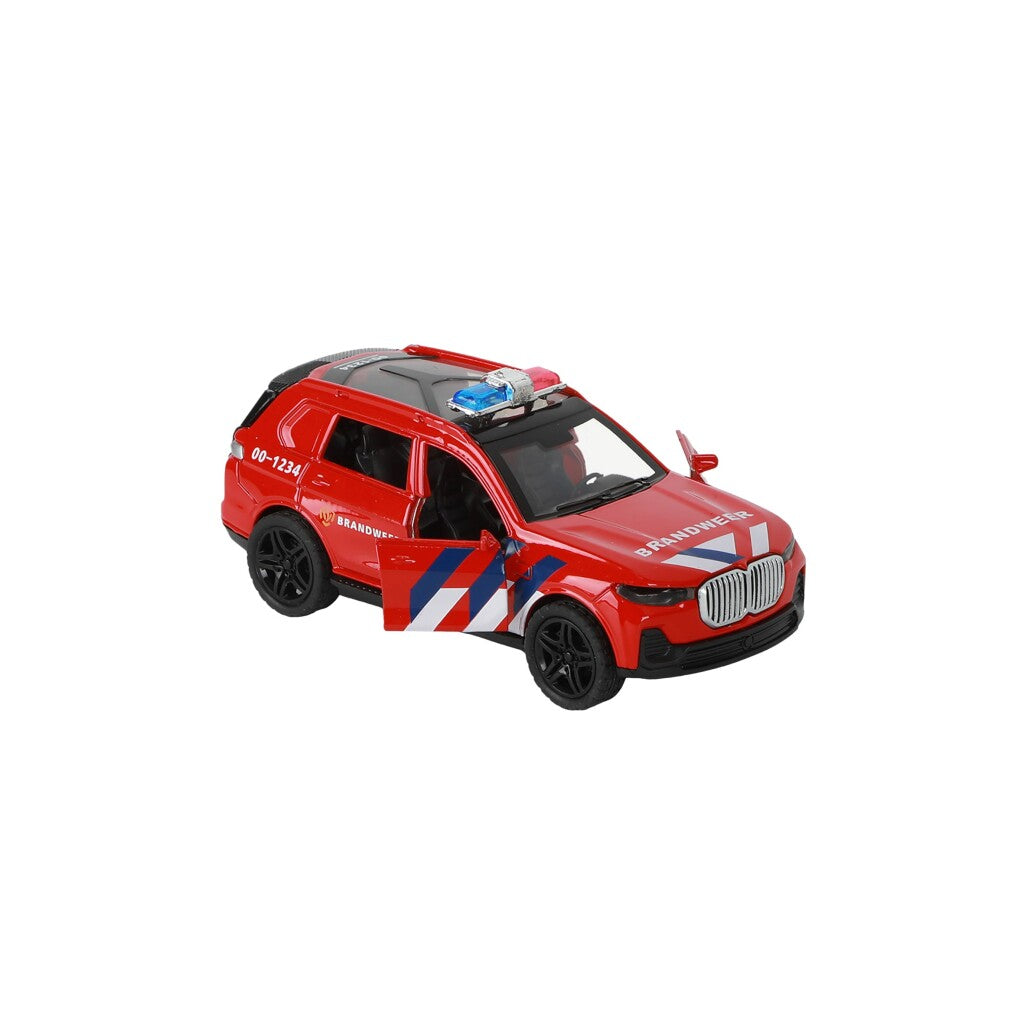 112 Pull-Back Brandweer Suv 1:36 + Licht En Geluid Brandweer Speelgoed Joy&Bloom
