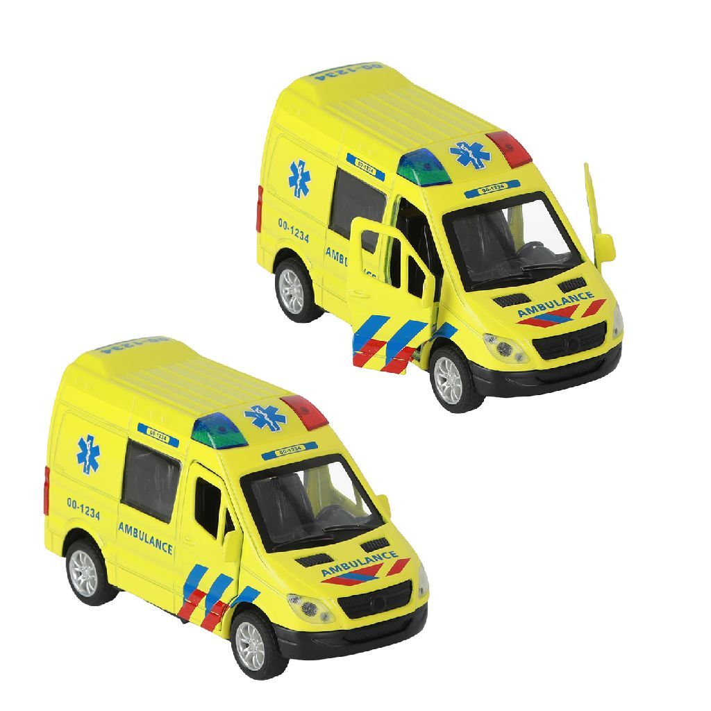 112 Pull-Back Ambulance Bus 1:34 + Licht En Geluid Default Title Ambulance Voertuigen Joy&Bloom
