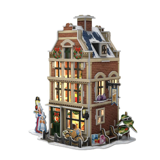 Cubic Fun 3D Puzzel Hollands Huisje Winter Bakkerij + Licht 65 Stukjes Default Title 3D Puzzels Joy&Bloom