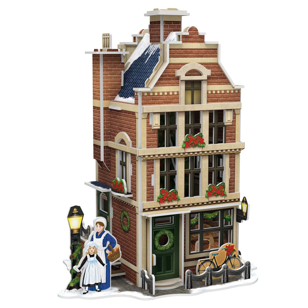 Cubic Fun 3D Puzzel Hollands Huisje Winter Bakkerij + Licht 65 Stukjes 3D Puzzels Joy&Bloom