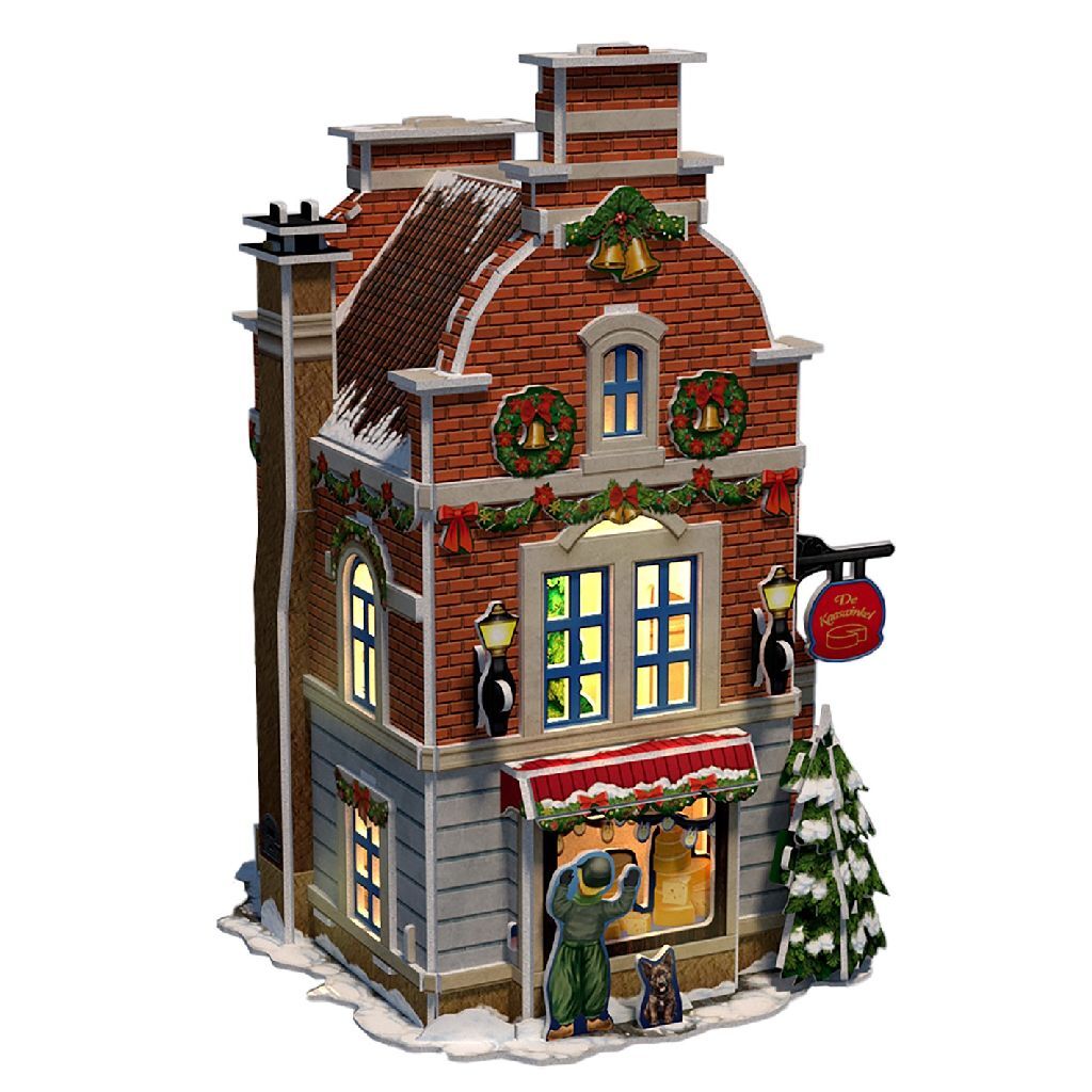 Cubic Fun 3D Puzzel Hollands Huisje Winter Kaaswinkel + Licht 60 Stukjes 3D Puzzels Joy&Bloom