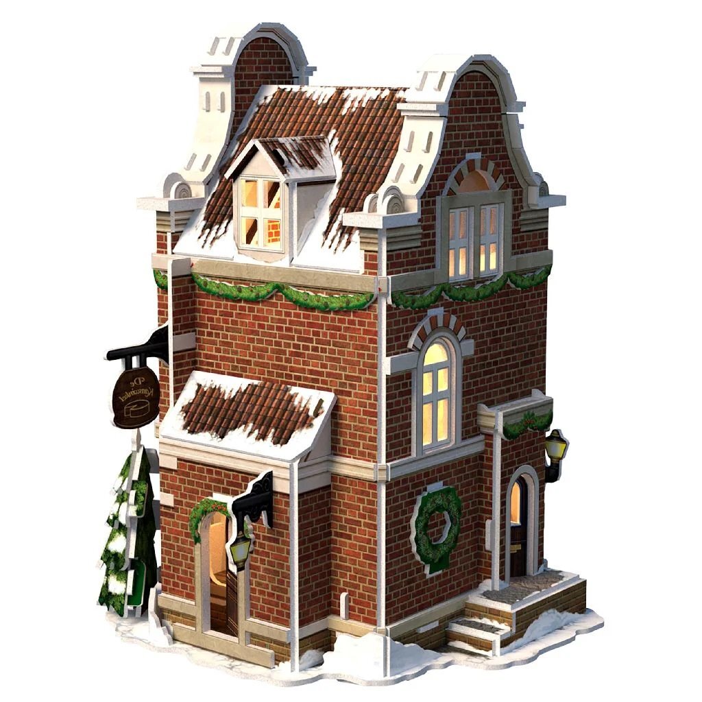 Cubic Fun 3D Puzzel Hollands Huisje Winter Kaaswinkel + Licht 60 Stukjes 3D Puzzels Joy&Bloom