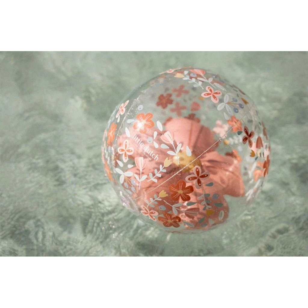 Little Dutch Pink Flowers 3D Strandbal 35 Cm Roze Zomerpret/Waterpret Joy&Bloom