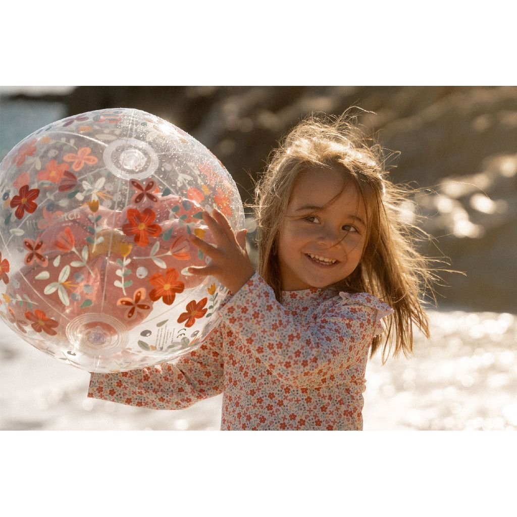 Little Dutch Pink Flowers 3D Strandbal 35 Cm Roze Zomerpret/Waterpret Joy&Bloom