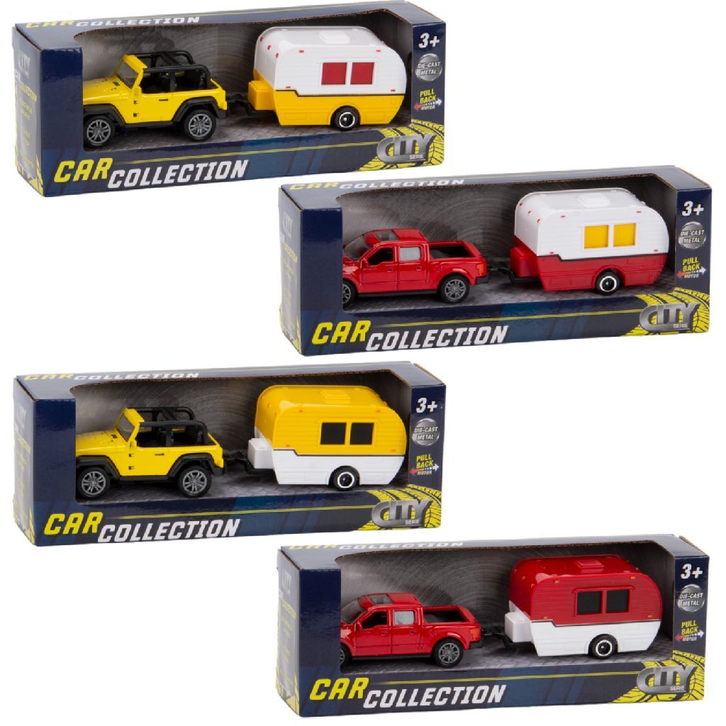 City Car Collection Die-Cast Pick-Up Met Caravan 1:50 Assorti Default Title Auto's Joy&Bloom
