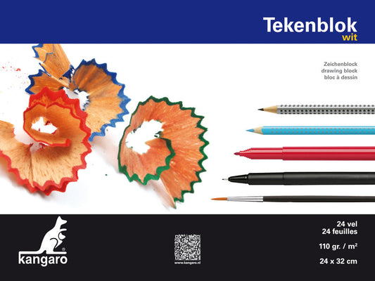 Kangaro K-5586 Tekenblok A4+ (24X32Cm) 110 Gram 24 Vel Wit Default Title Tekenen Joy&Bloom