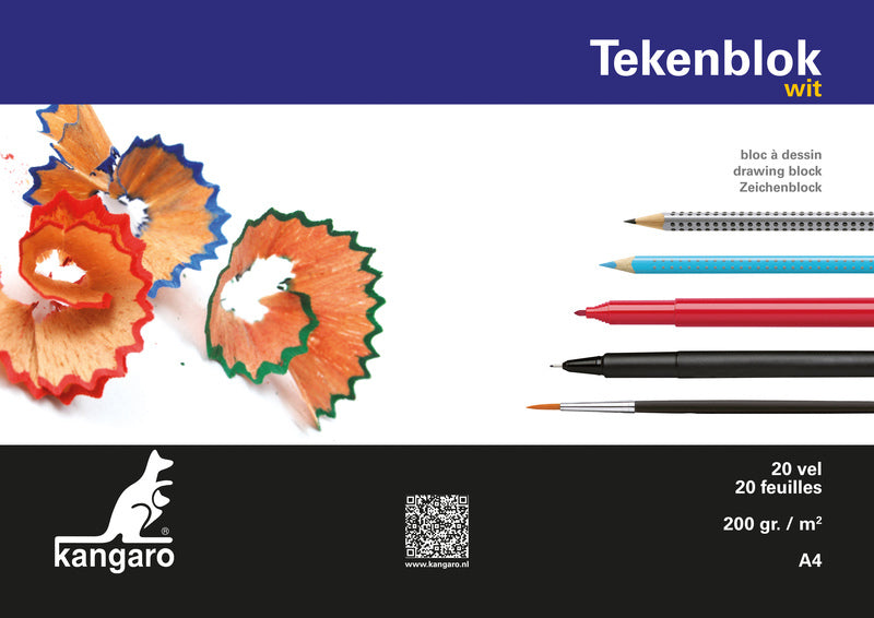 Kangaro K-5551 Tekenblok 210X297Mm 200Gr 20 Vel, Wit Default Title Schetsboeken Joy&Bloom