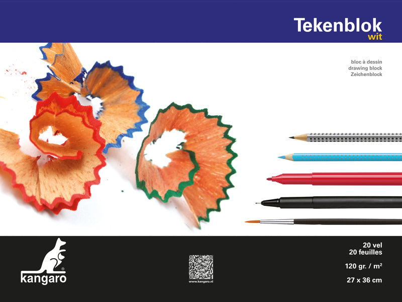 Kangaro K-5555 Tekenblok 270X360Mm 120Gr 20 Vel, Wit Default Title Schetsboeken Joy&Bloom