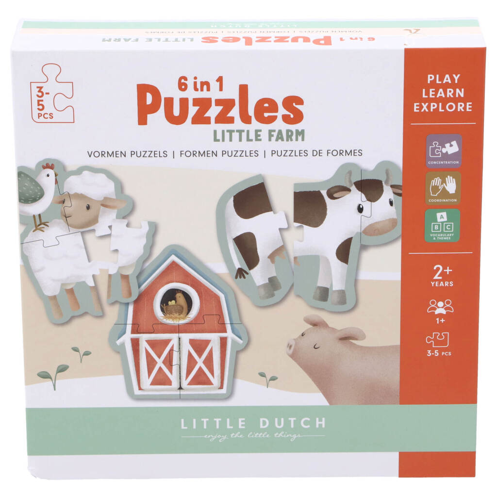 Little Dutch Farm 6In1 Puzzel 3-5 Stukjes Default Title Puzzels Joy&Bloom