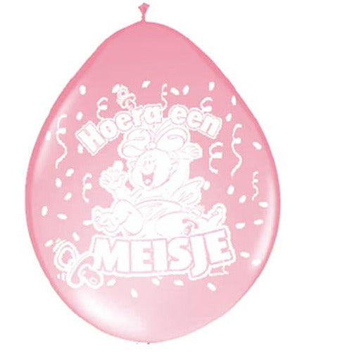 Basic Ballon Hoera Een Meisje 30Cm 8 Stuks Default Title Ballonnen Joy&Bloom