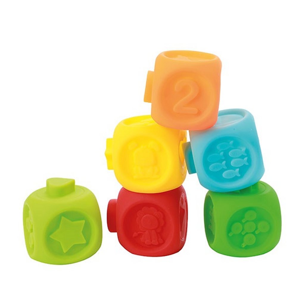 Little Stars Baby Stapelblokken 6 Stuks + 2 Dieren Sorteren & Stapelen Joy&Bloom