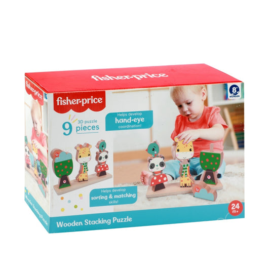 Fisher Price 3D Houten Stapelpuzzel 9 Stukjes Default Title Sorteren & Stapelen Joy&Bloom