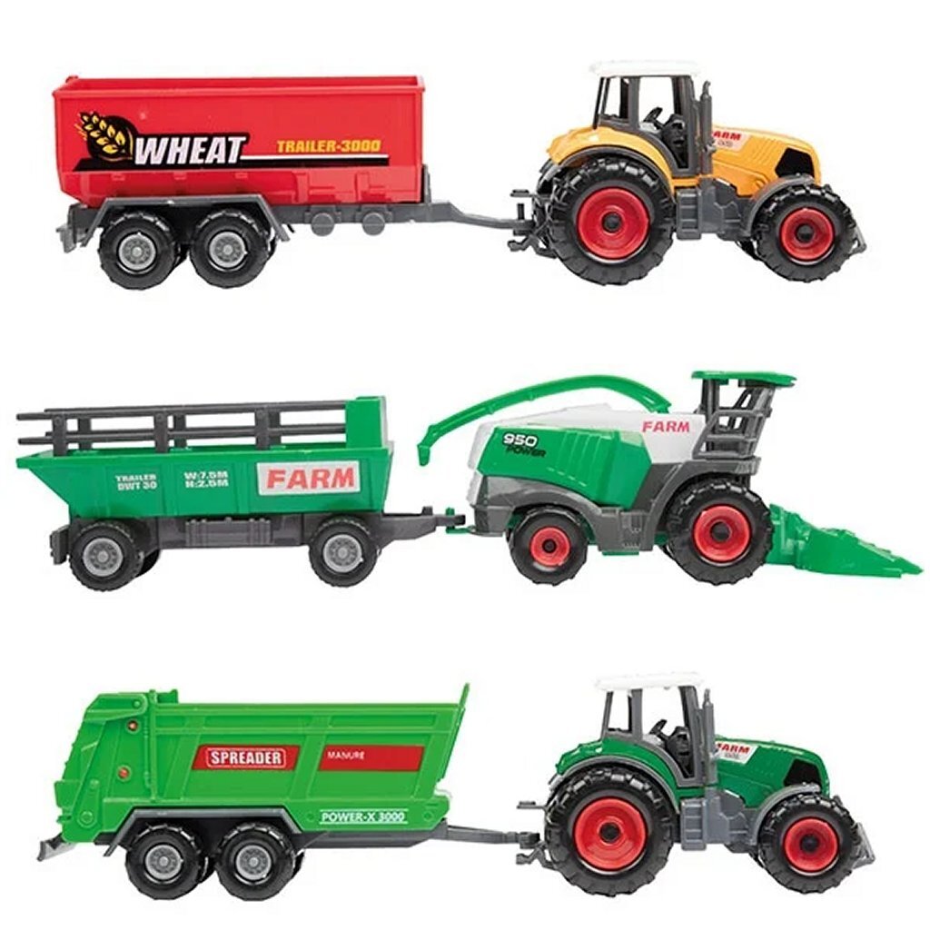 Metal Landbouw Voertuigen Met Aanhanger 3 Stuks Landbouwvoertuigen Joy&Bloom