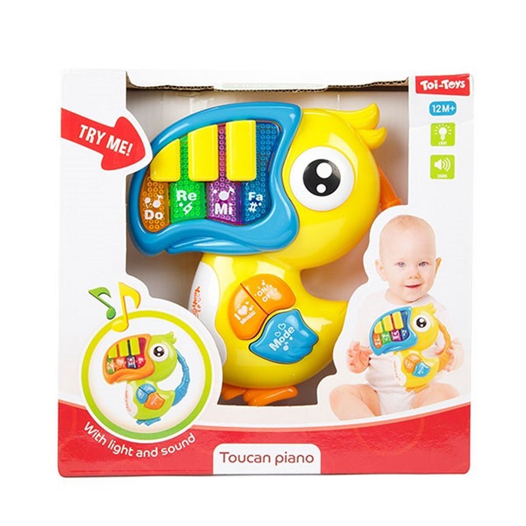 Little Stars Baby Piano Toekan + Licht Verschillende Kleuren Interactief Speelgoed Joy&Bloom