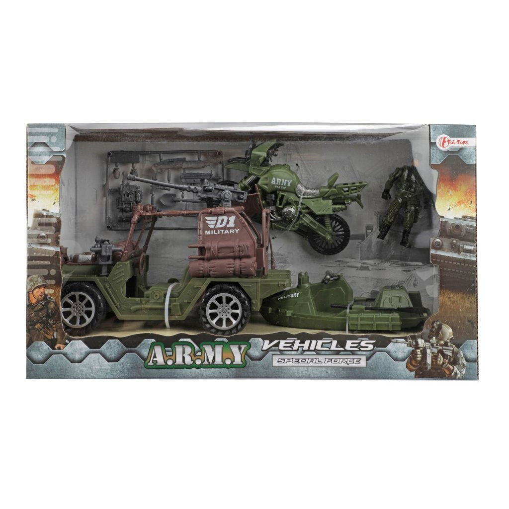 Army Militair Voertuig + Soldaat En Accessoires Verschillende Uitvoeringen Leger Speelgoed Joy&Bloom