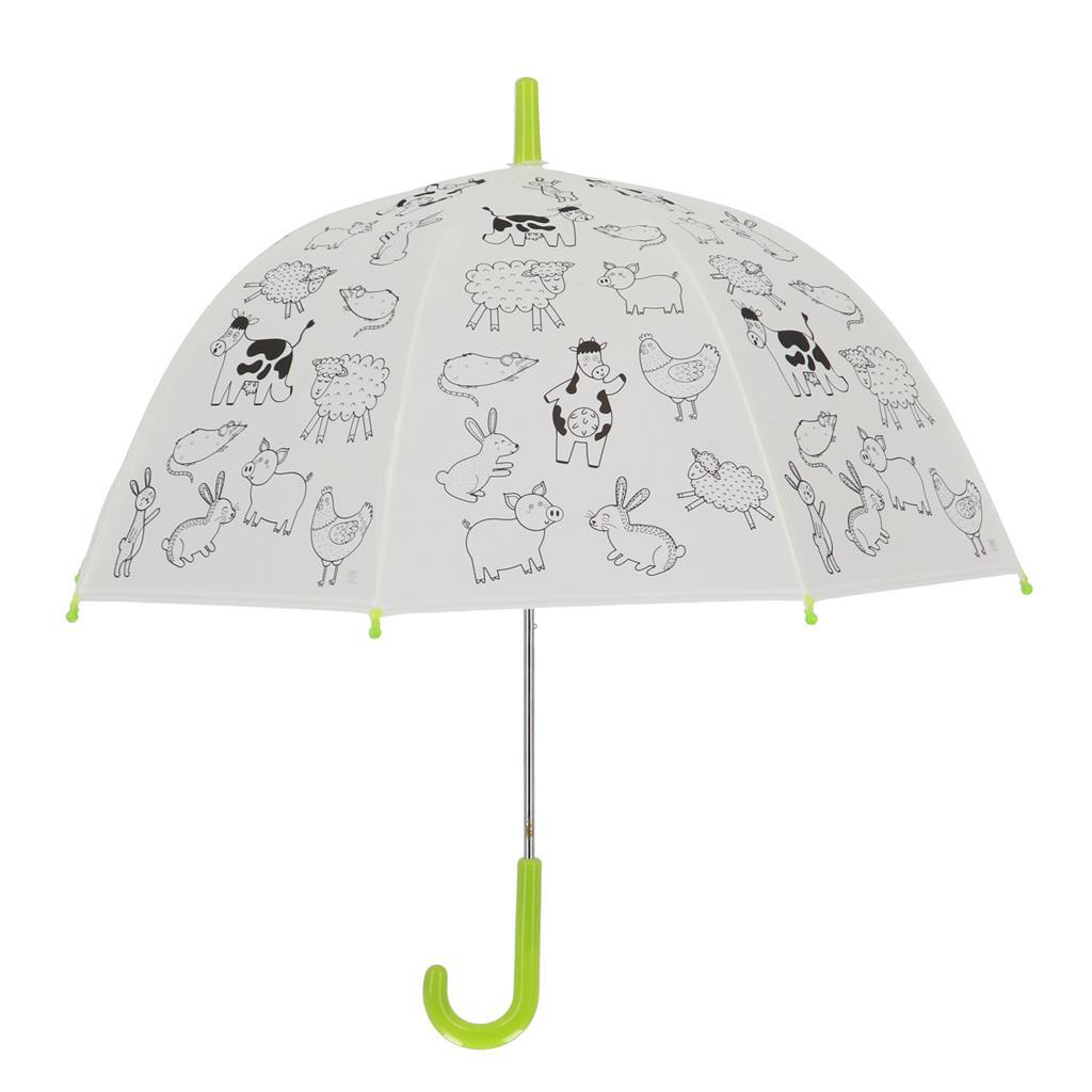 Esschert Design Inkleurparaplu Boerderijdieren + 9 Stiften Kinderparaplu's Joy&Bloom
