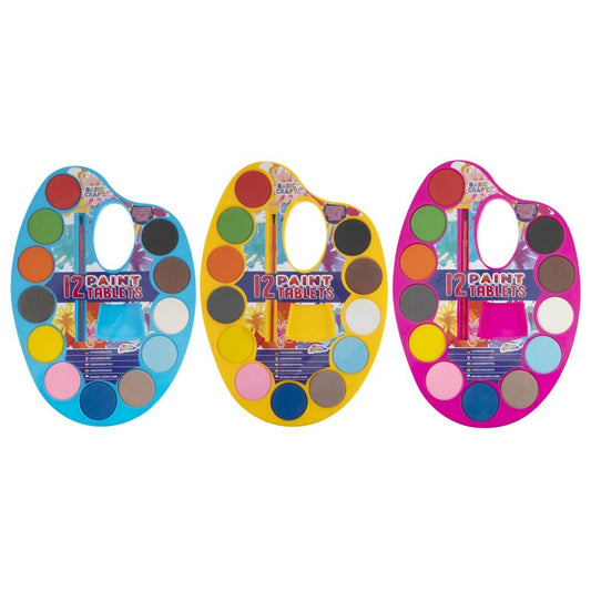 Basic Craft Waterverfpalet + Penseel 12 Kleuren Default Title Schilderen Joy&Bloom