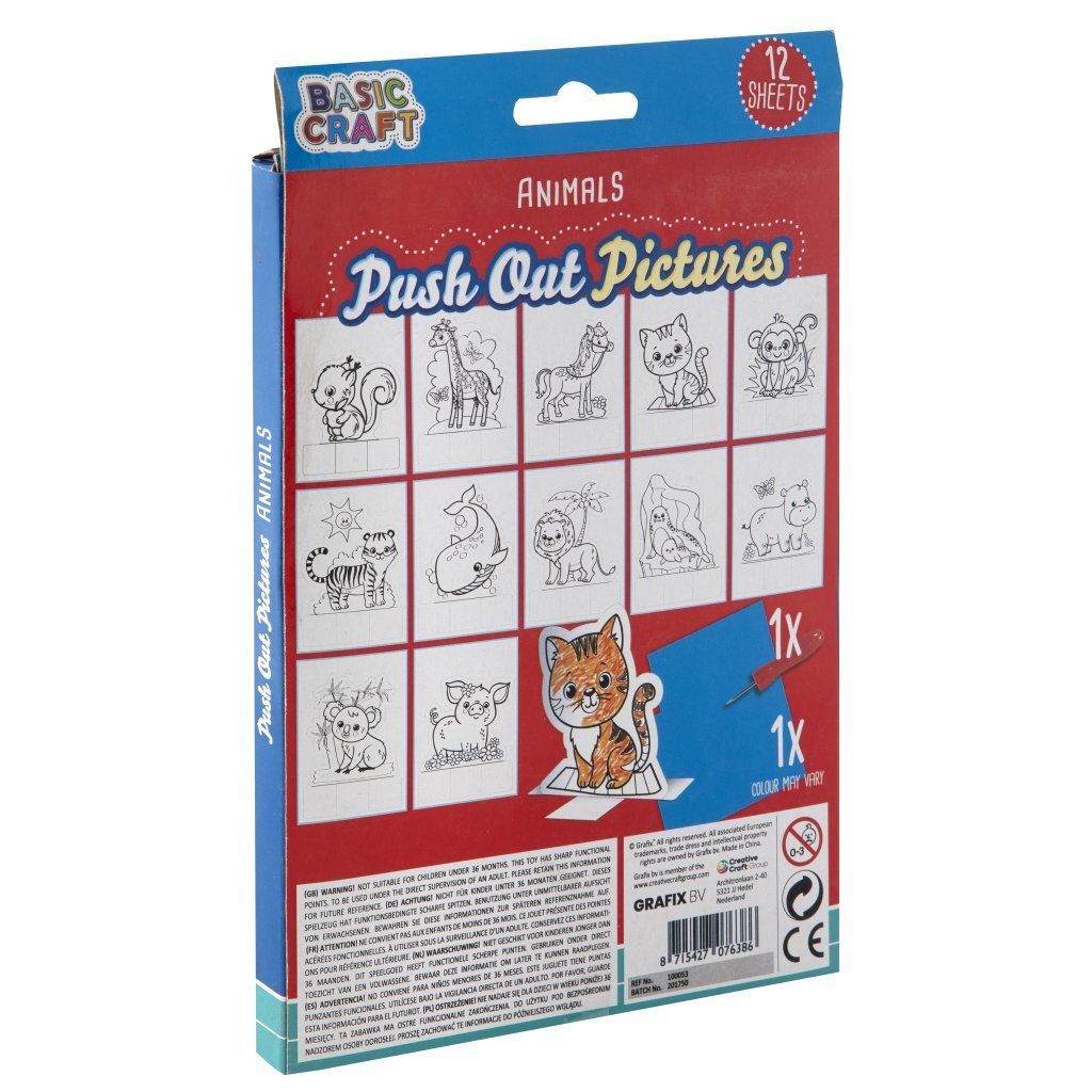 Basic Craft Pushout Prikkaart Dieren Kleuren Diversen Joy&Bloom