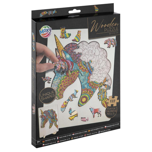 Overige Merken Moxy Houten Puzzel Eenhoorn 137 Stukjes Default Title Dieren Puzzels Joy&Bloom
