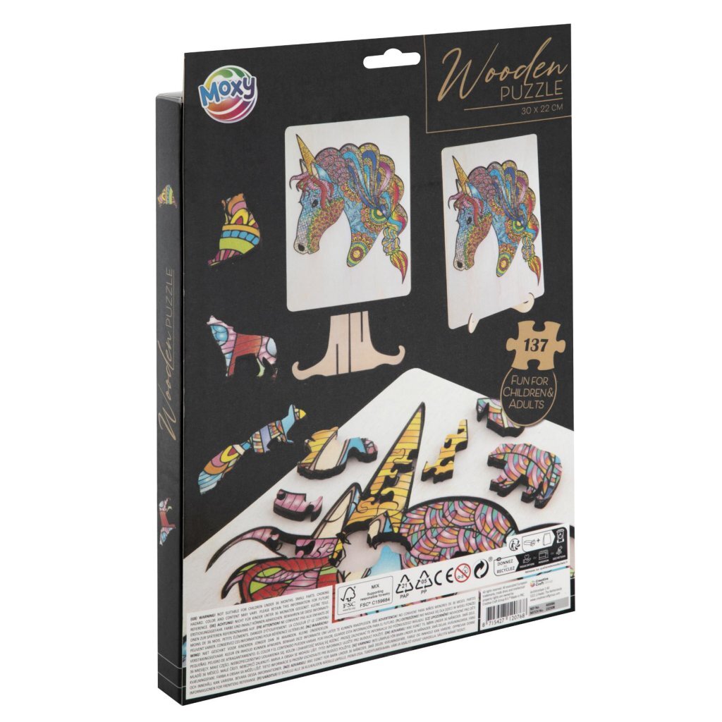 Overige Merken Moxy Houten Puzzel Eenhoorn 137 Stukjes Dieren Puzzels Joy&Bloom