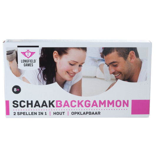 Longfield Schaak En Backgammon Houten Cassette 30X16X4 Cm Default Title Bordspellen & Klassieke Spellen Joy&Bloom