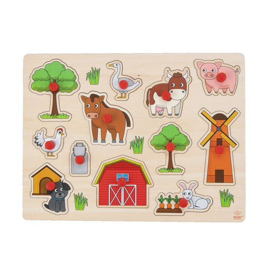 Engelhart Houten Knopjes Puzzel Boerderij 12 Stukjes Default Title Puzzels Joy&Bloom