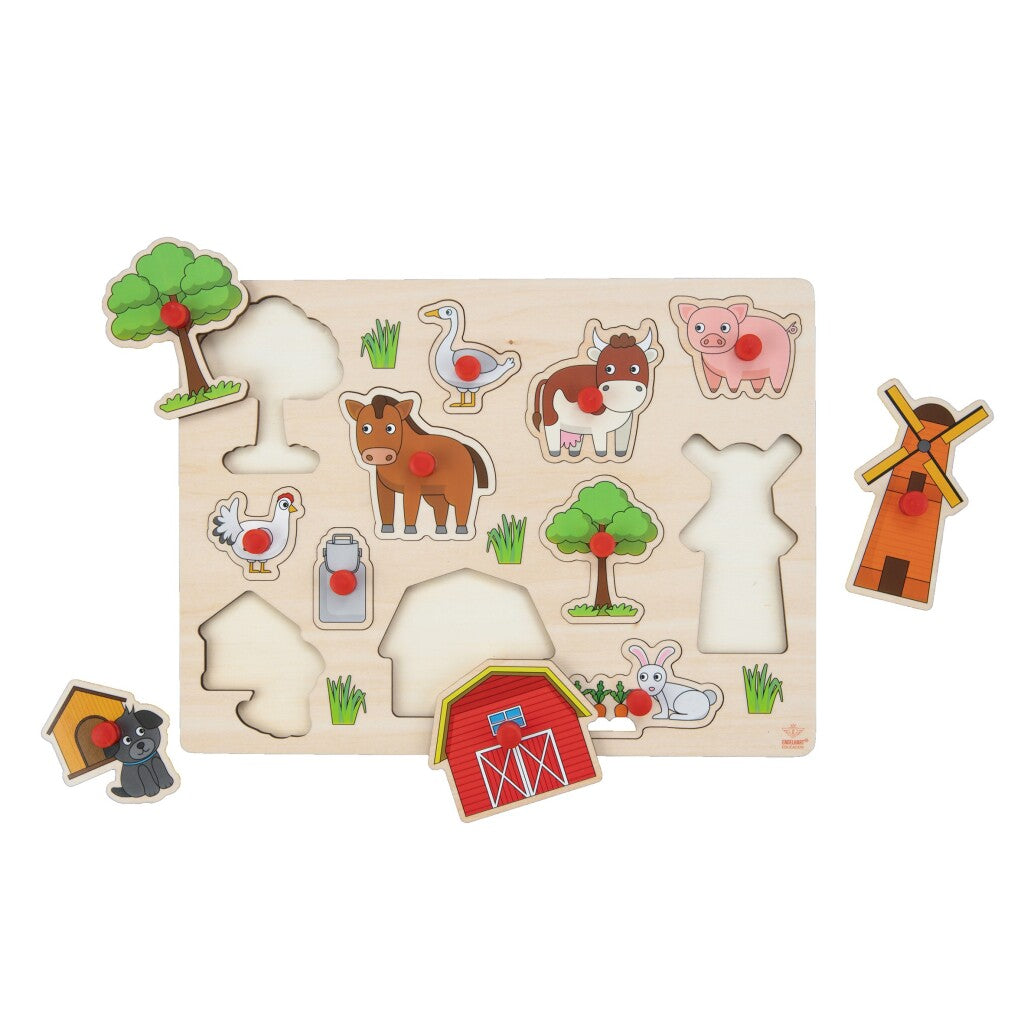 Engelhart Houten Knopjes Puzzel Boerderij 12 Stukjes Puzzels Joy&Bloom