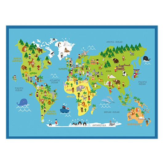 Intrada Speelkleed Wereldkaart 90X120 Cm Polyamide Default Title Speelkleden Joy&Bloom