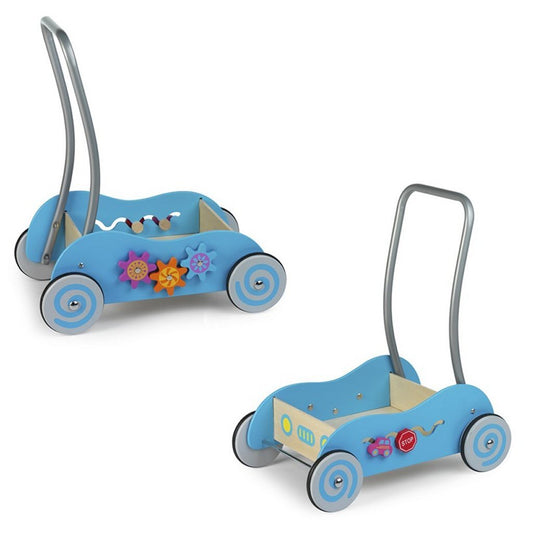 Simply For Kids Houten Duwwagen Blauw Default Title Duwwagens & Blokkenwagens Joy&Bloom