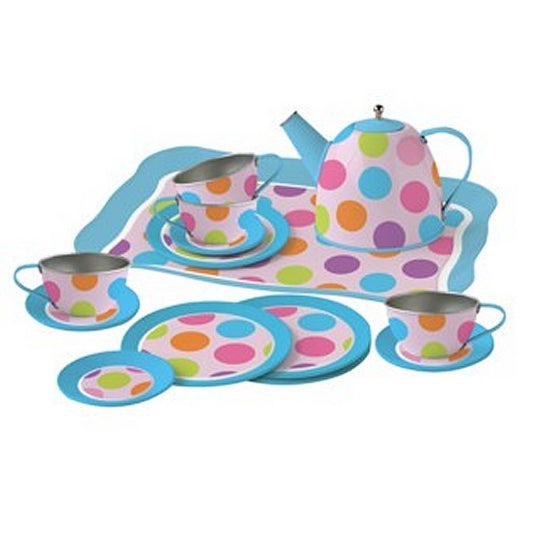 Simply For Kids Tinnen Theeservies Confetti Met Koffertje Default Title Huishouden & Keuken Joy&Bloom