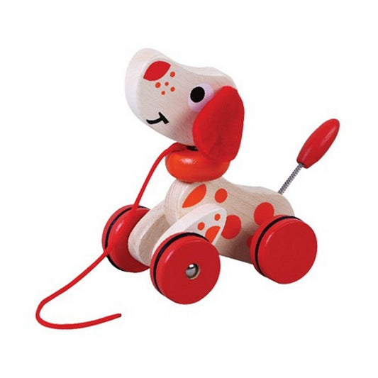 Simply For Kids Houten Trekpuppy Rood/Wit Default Title Trekfiguren & Duwfiguren Joy&Bloom