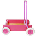 Van Bueren Houten Duwwagen Met Leren Lopen Stand Roze Default Title Duwwagens & Blokkenwagens Joy&Bloom