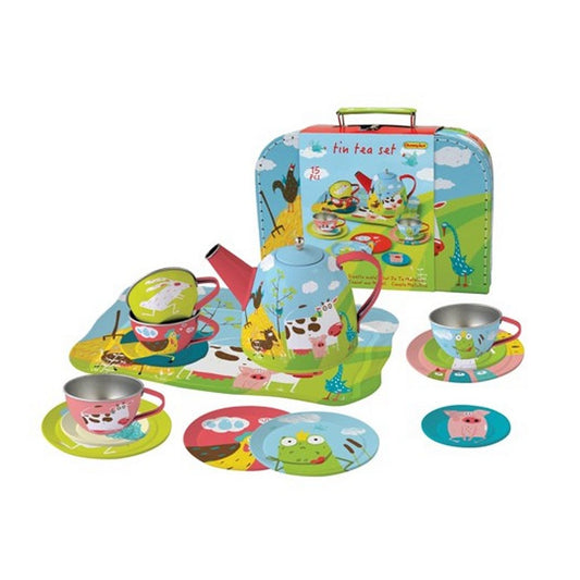Simply For Kids Theeservies Metaal In Koffer Met Boerderijdieren 15-Delig Default Title Huishouden & Keuken Joy&Bloom