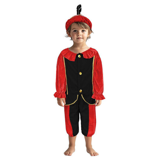 Basic Pietenpak Zwart/Rood 110-116 Cm Default Title Sinterklaasartikelen Joy&Bloom