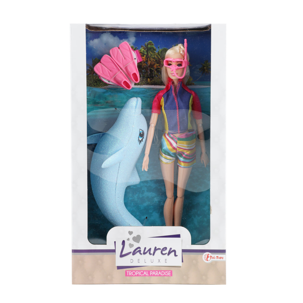 Lauren Deluxe Tienerpop Duikster Met Glitter Dolfijn Tienerpoppen Joy&Bloom