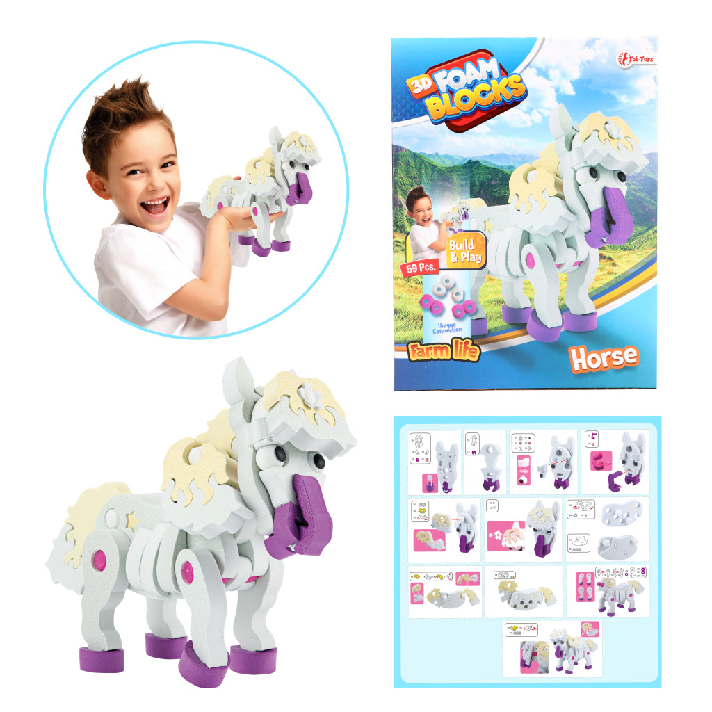 Toi-Toys 3D Puzzel Constuksructiefoam Paard Diy Set S Default Title 3D Puzzels Joy&Bloom